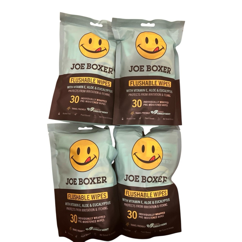 Joe Boxer Flushable Wipes with Vitamin E & Aloe. Travel Friendly!!!